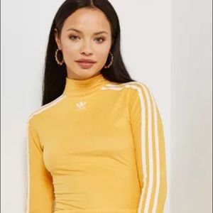 Adidas yellow long sleeves bodysuit with funnel collar
